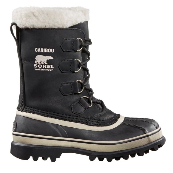 New SOREL Women's Caribou Waterproof Winter Boot Black Stone Lace Up Warm Nubuck - Picture 4 of 7